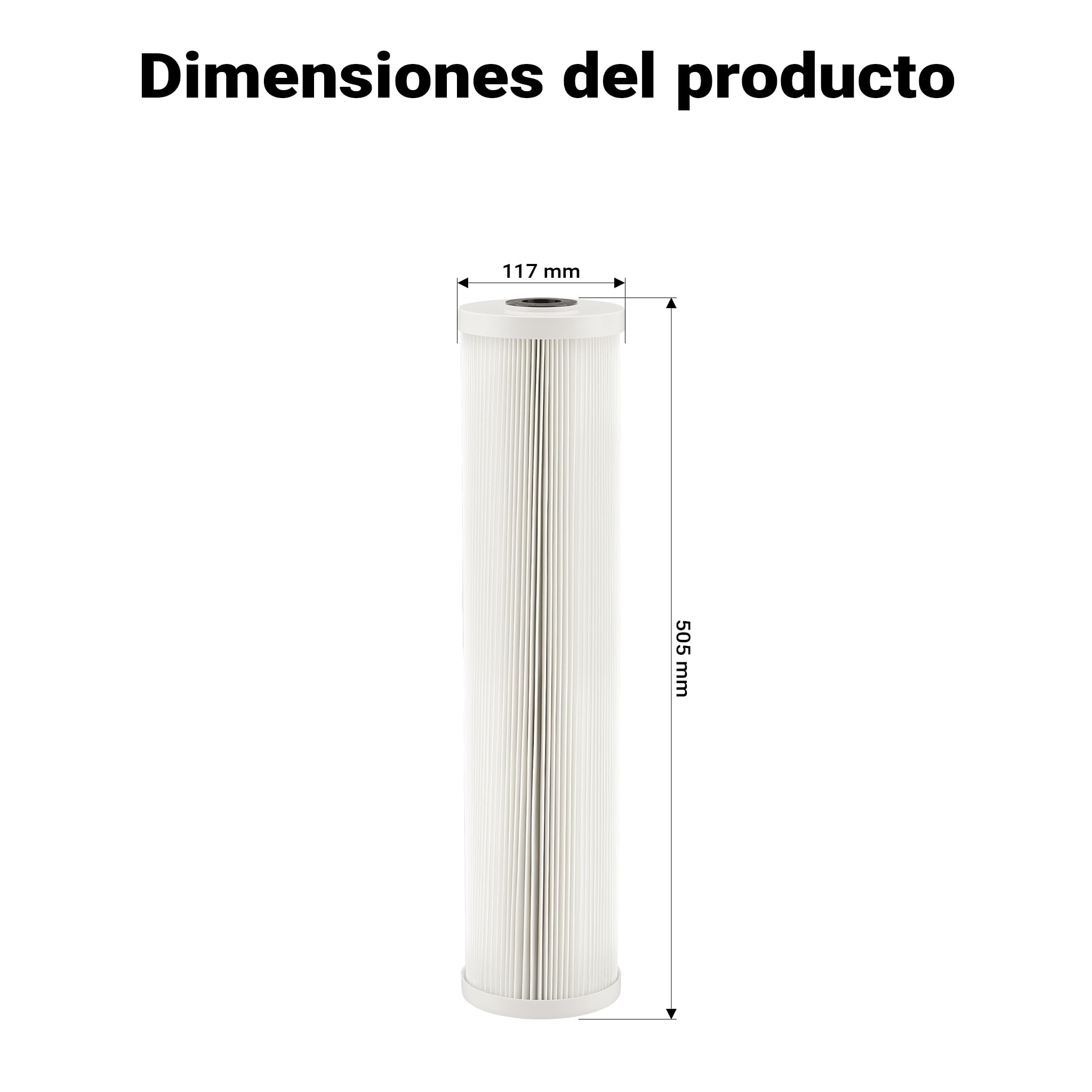 Naturewater Cartucho filtrante plisado de 20" para filtros purificadores de agua, filtración de agua potable en casa