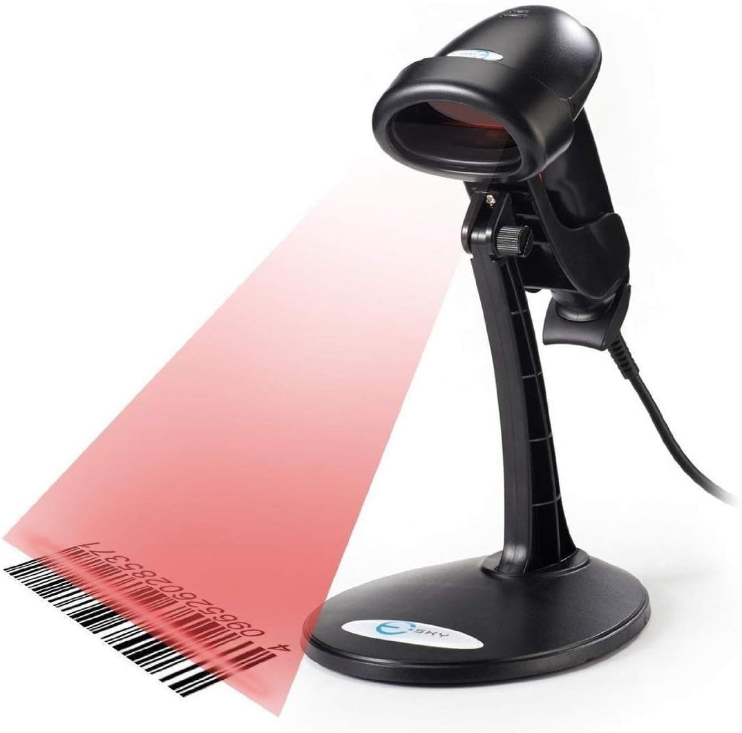 Esky USB Automatic Handheld Barcode Scanner/Reader with Free Adjustable Stand