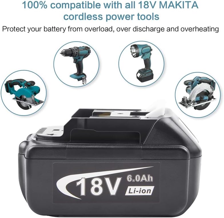 Fancy Buying [2Pack] 18V 6000mAh Replacement Battery for Makita BL1850 BL1815 BL1830 BL1835 BL1840 BL1860 LXT400 194204-5 194205-3 194230-4 194309-1