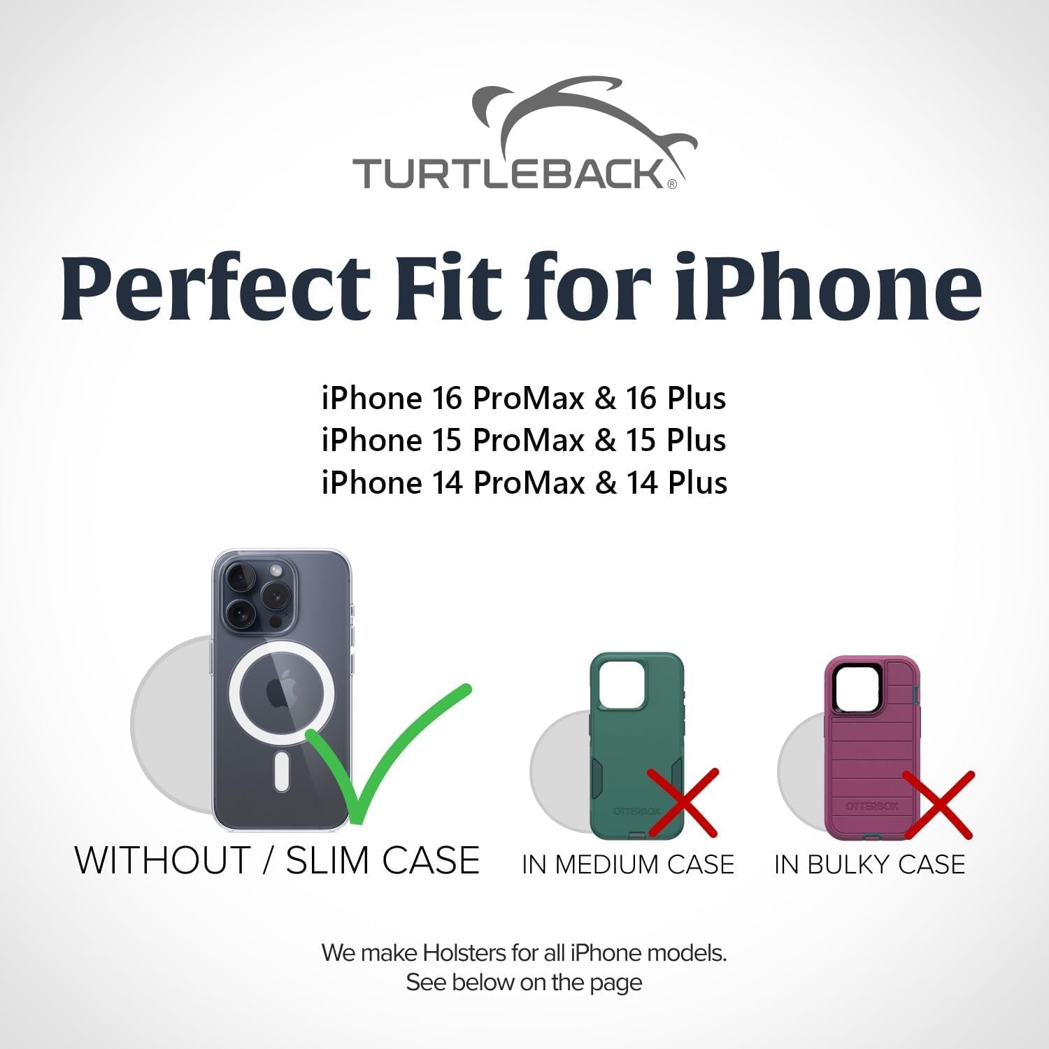 Turtleback Premium Nylon Phone Holster for iPhone 16 Pro Max, 15 Pro Max, 14 Pro Max, 13 Pro Max – Black Phone Belt Holder Fits Slim Cases – Holster with Exclusive Metal Belt Clip