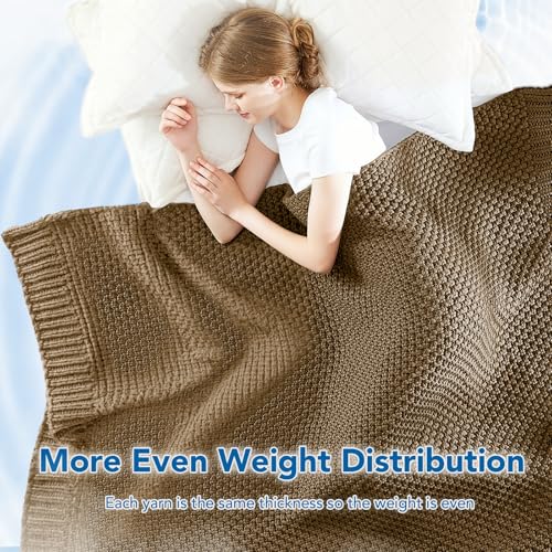 Topcee Knitted Weighted Blanket - 48"x72" 12lbs Cooling Chunky Knit Heavy Blanket for Adults Cable Yarn Knit Decorative No Beads Soft, Cozy and Cooling Weighted Throw Blankets Machine Washable