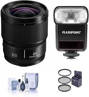 Panasonic LUMIX S 24mm f/1.8 Lens for Leica L, Bundle with Flashpoint Zoom-Mini TTL R2 Flash, 67mm Filter Kit, Cleaning Kit