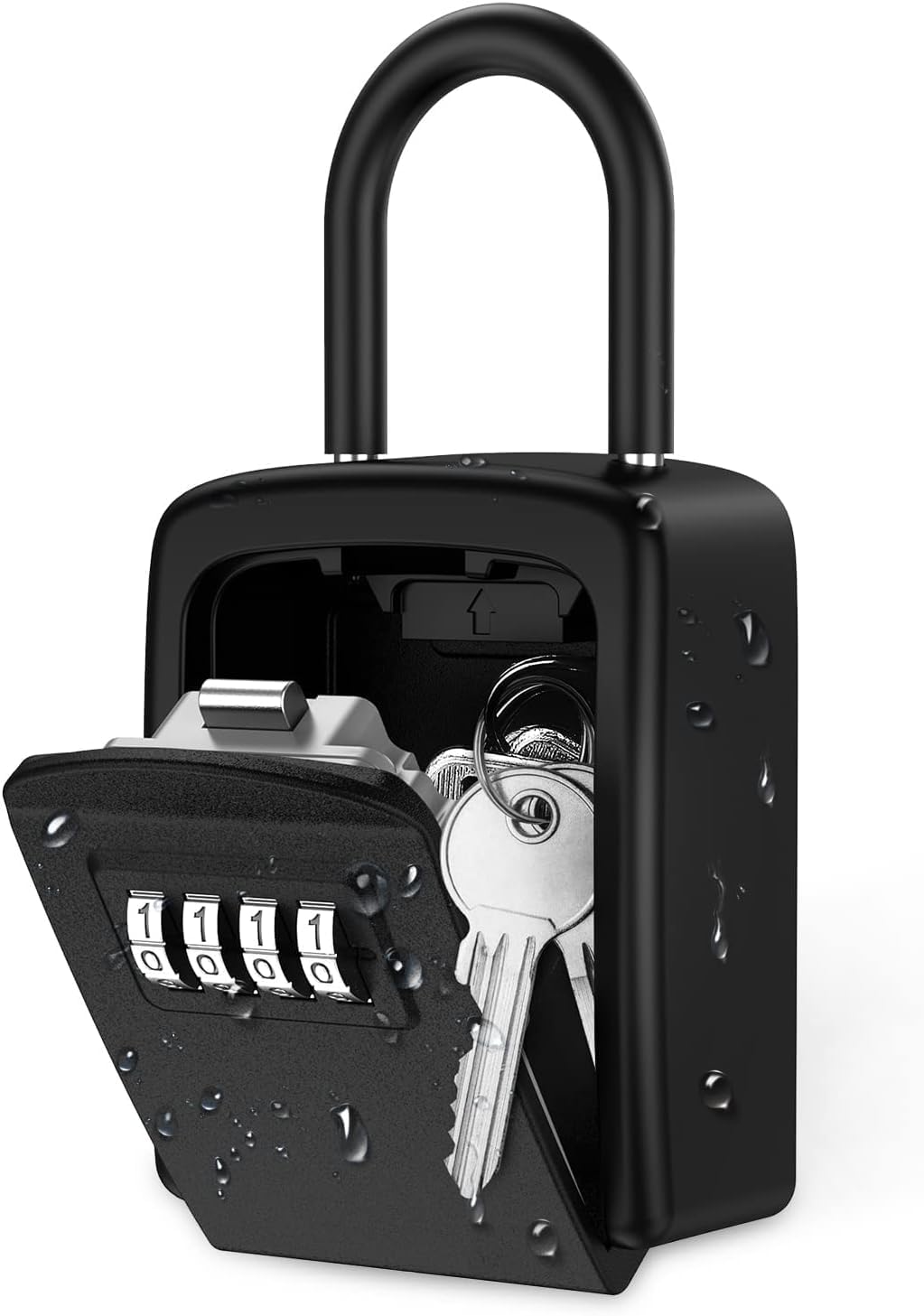 key lock box wall mounted combination key safe lock box outdoor storage box with code combination password security Storage Lock Box Combination Padlocks for outside (Black Hook)