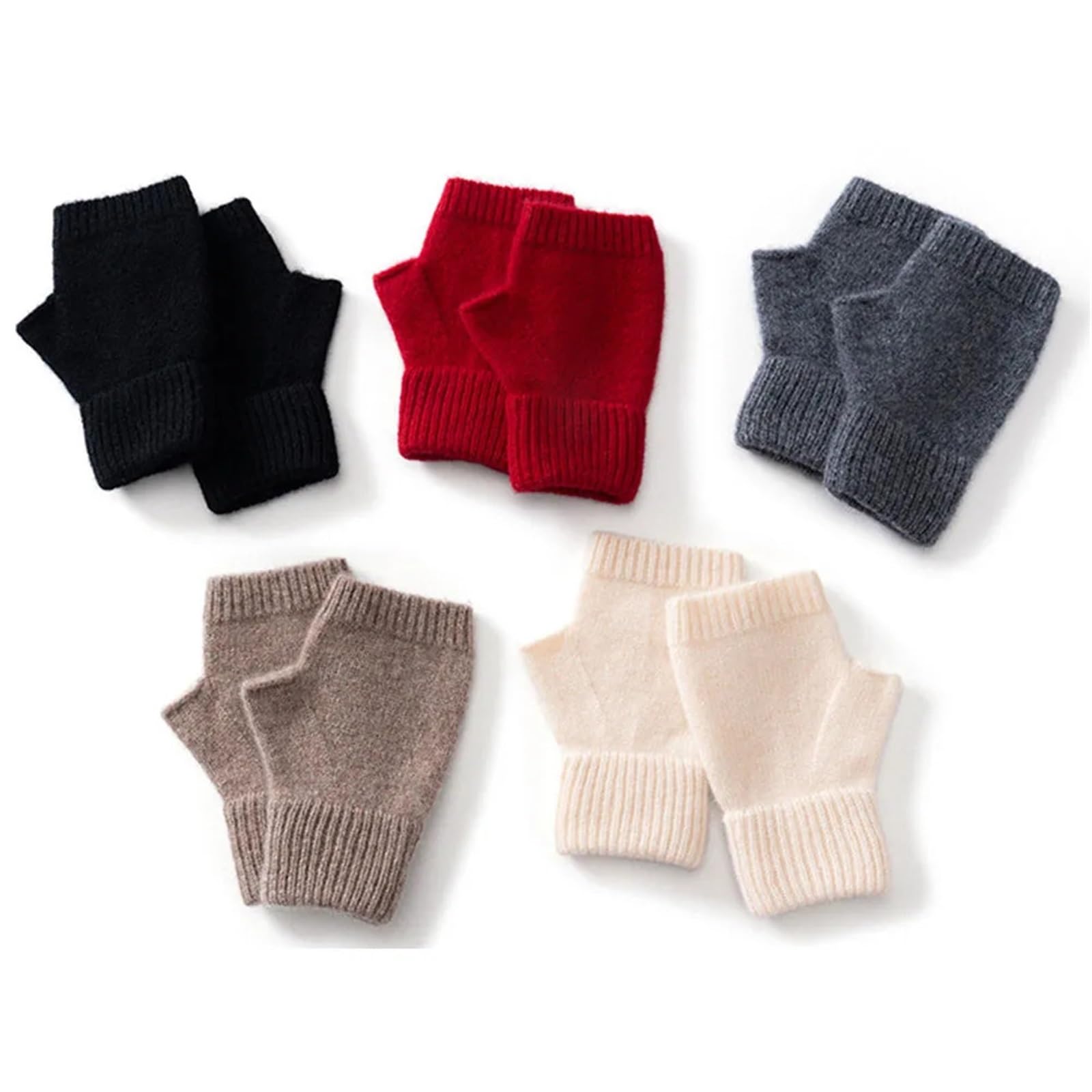 Guantes De Punto Guantes sin Dedos Tejidos for Mujer, Manoplas Suaves térmicas de Invierno para Caminar Y Correr