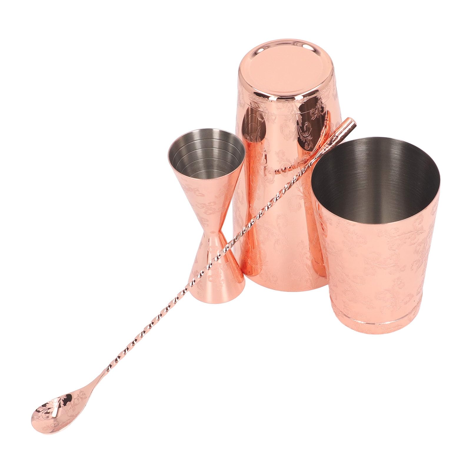 Tissting Set de Shaker à Cocktail de Boston, Shaker à Cocktail en Acier Inoxydable 304 avec Imprimé Vintage, Capacité Moyenne, Set Multifonctionnel Strainer pour Préparation de Boi (Tapez 4)