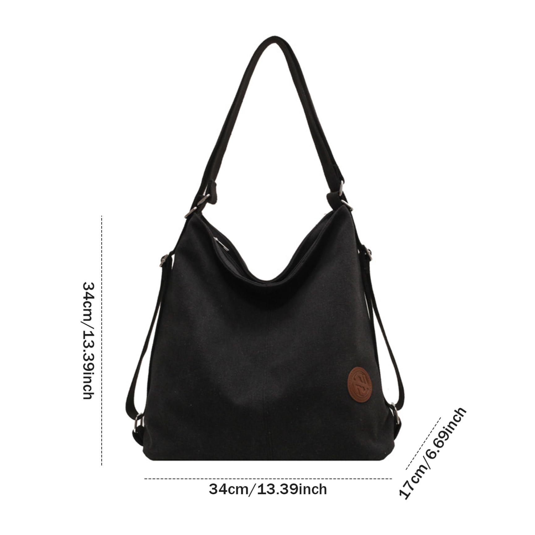 Sac à Dos Convertible, Sac fourre-Tout à Toile de capacité, bandoulière Crossbody/épaule/Portable Convertible, glissière Vintage en Toile, Sac à Dos Convertible