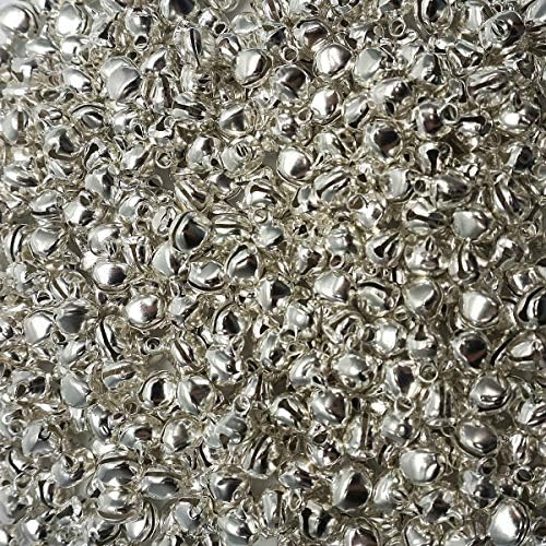 300 PCS Jingle Bells Bulk, 10mm Jingle Bells with 14m Elastic Thread, Craft Bells for DIY or Decoration, Silver