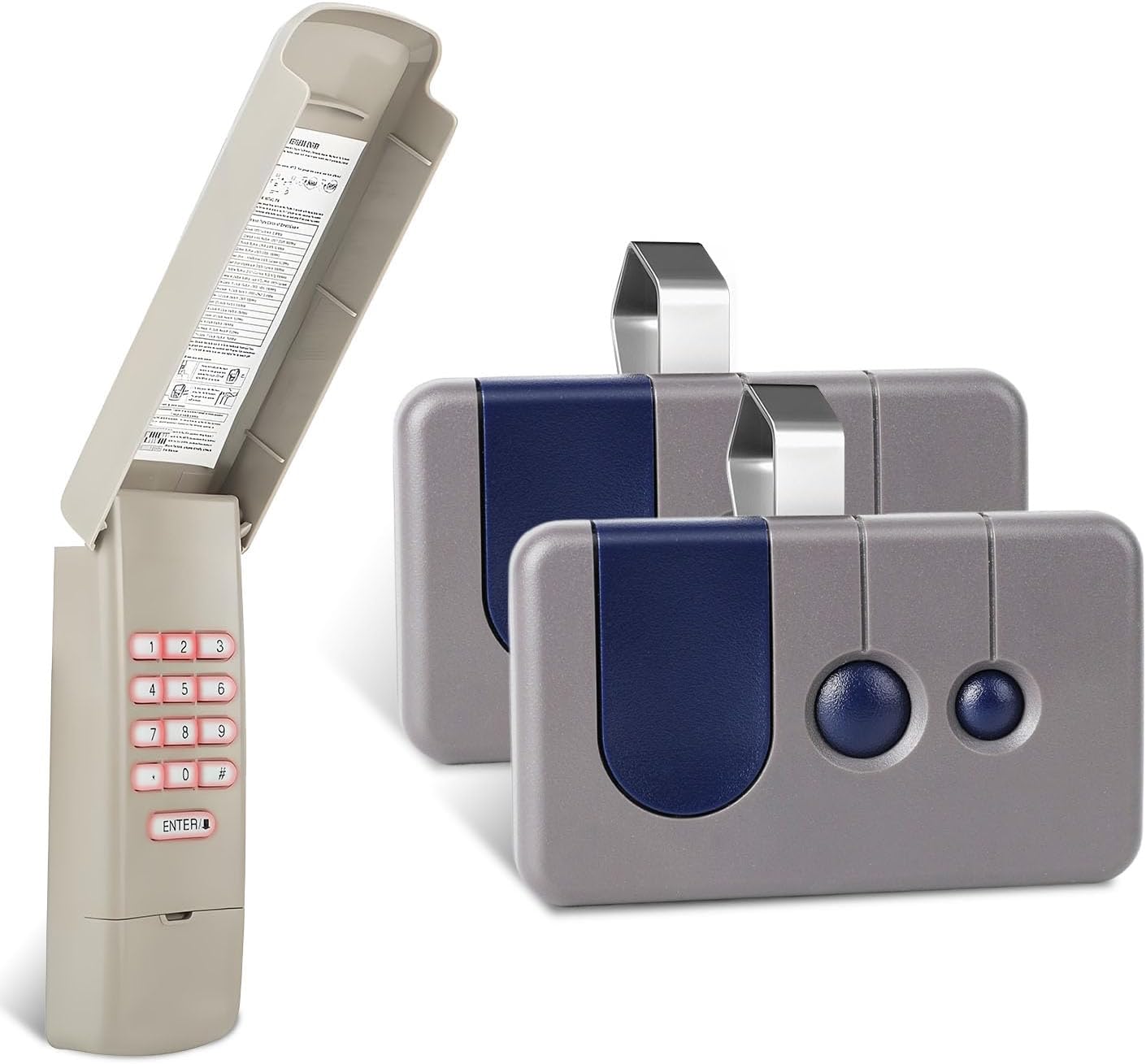 Garage Door Opener Keypad with 2 Sears Craftsman Garage Door Remote 53680 53681 HBW1255 971LM for RED/Orange Learn Button ONLY, Replaces for Craftman Garage Door Opener Remote 877MAX G940EV-P2