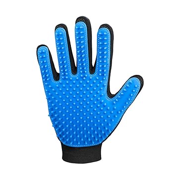 DELOMO Pet Hair Remover Glove, Enhance Pet Grooming Glove with 255 Tips, Deshedding Glove for Dog and Cat, 1 Pack Right Hand Gentle De-Shedding Glove Brush, Blue