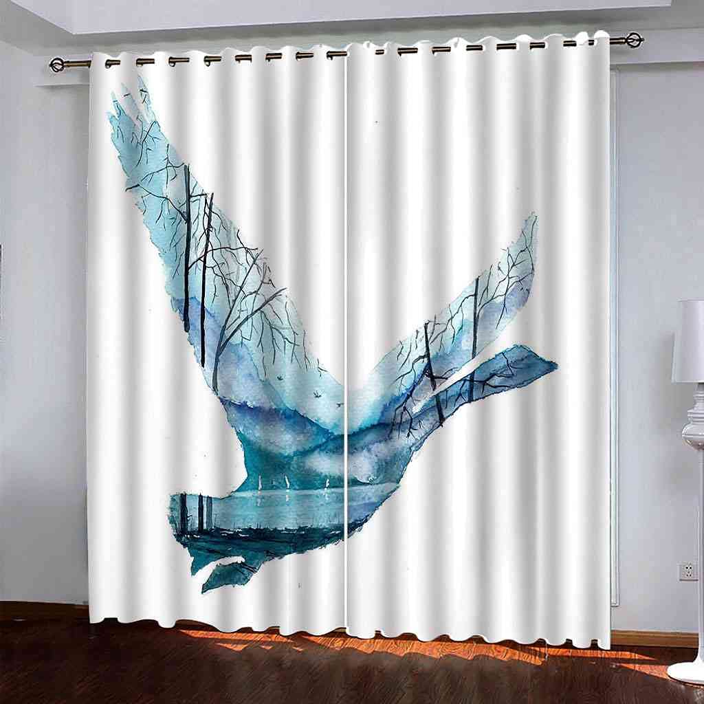 Rideaux occultants enfant cygne bleu isolation phonique salon
