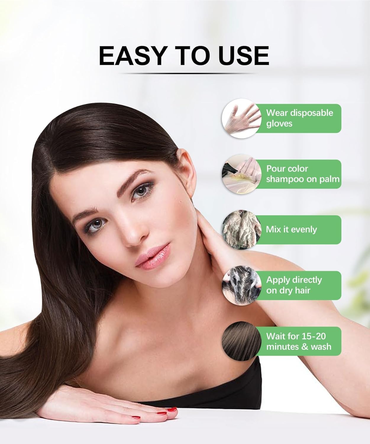 Herbishh Dark Brown 3 in 1 Hair Dye Shampoo 400 ML PPD Free + Hair Color Stain Protector – Dye Shield or Defender for Skin