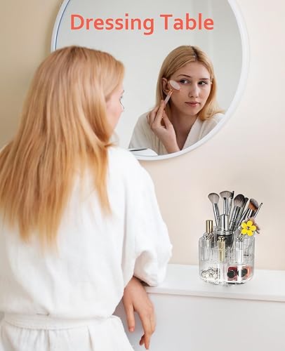 Miniatura 3 de PONADA Organizador de maquillaje giratorio  Organizador de cosméticos giratorio redondo con 9 ranuras, pequeños organizadores de maquillaje para