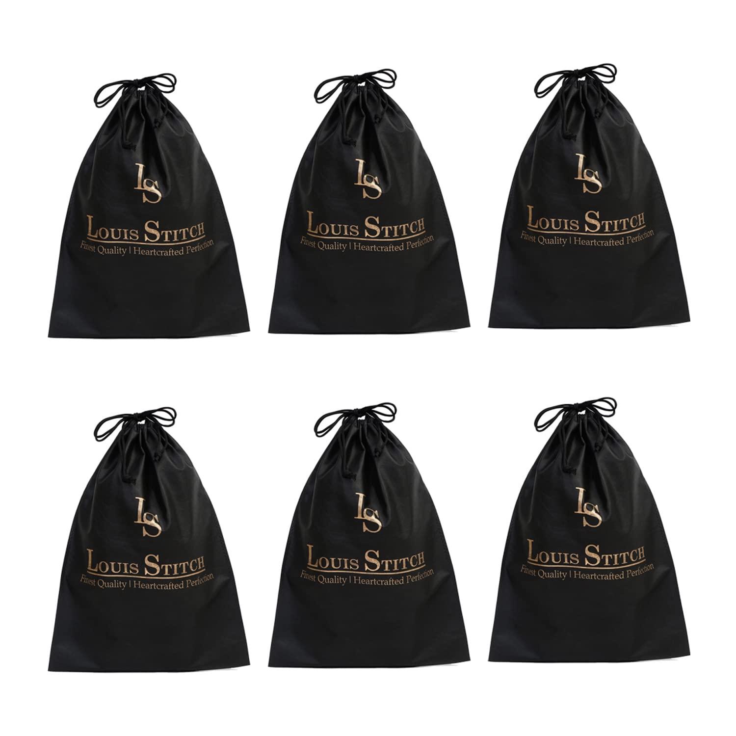 Non-Woven Shoe Bag Travel Accessories Shoes Storage Cover Waterproof String Bag's Organizer Combo for Men Women Unisex (Pack of 6) (Black Plain)-image-38