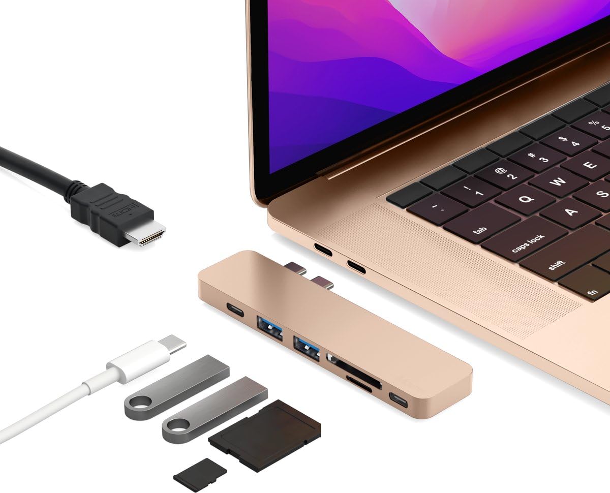 Hub USB-C HDMI Compatible avec Macbook Air/Pro (2016-2022) - Or Rose