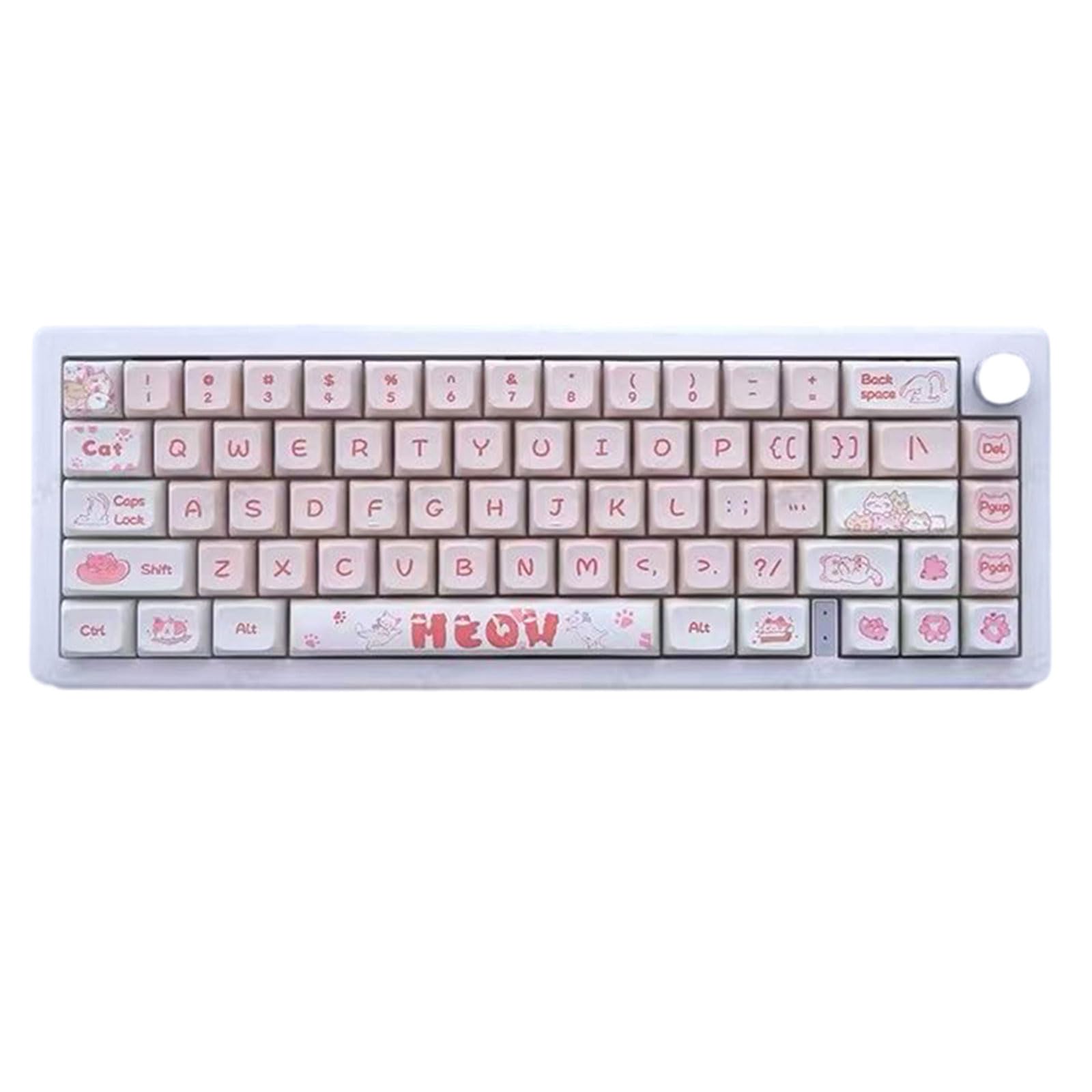 FOLODAKeycaps XDA Profile Cartoon Cute Pink Cat PBT DyeSublimation 133 Keys Keycap Suitable For CrossCore Mechanical Keyboards Keycaps 133 Keys