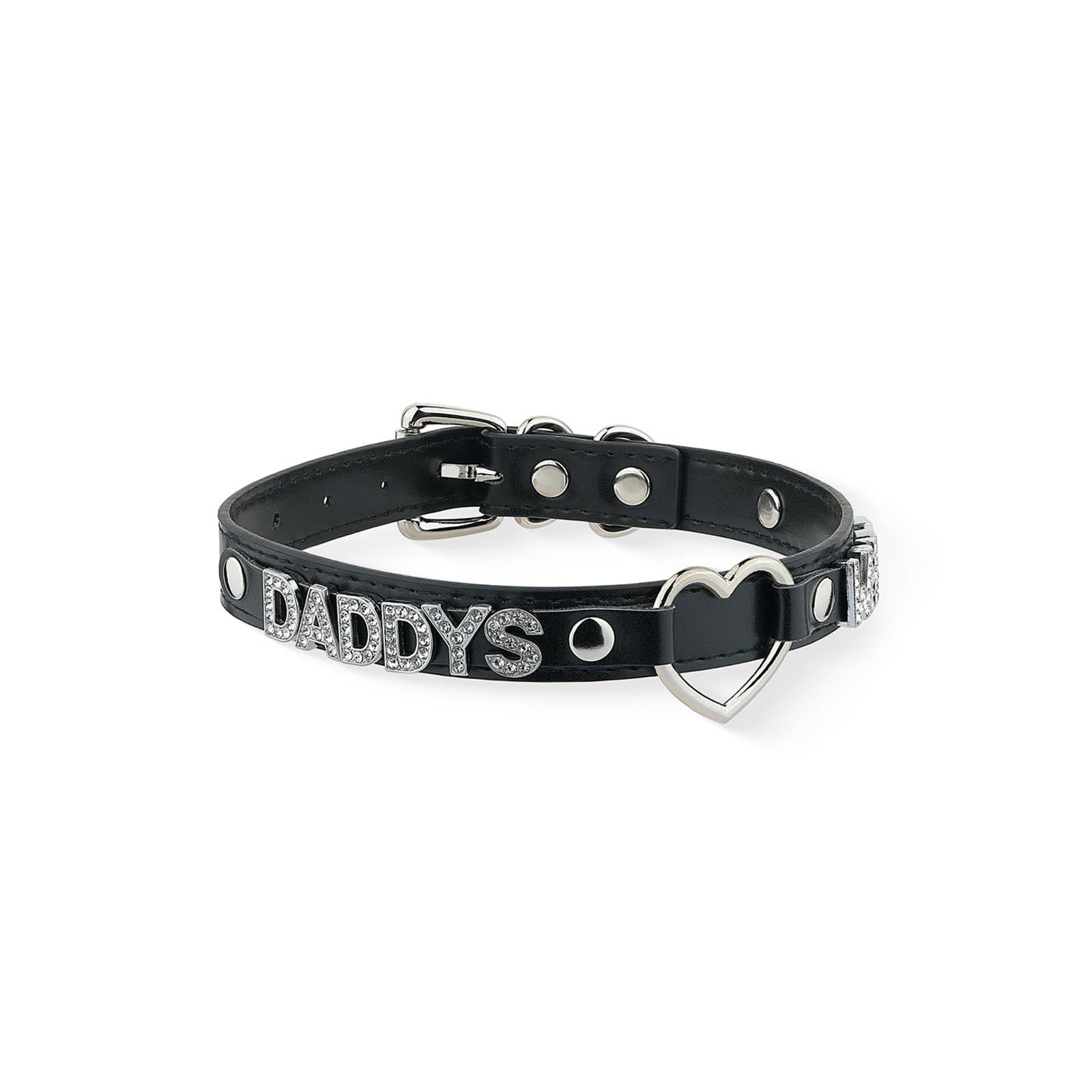 Schwarzes Herz O-Ring Brief Choker Halskette für Frauen, Punk Handmade PU Leder Leine Kragen einstellbar Gothic Jewerly