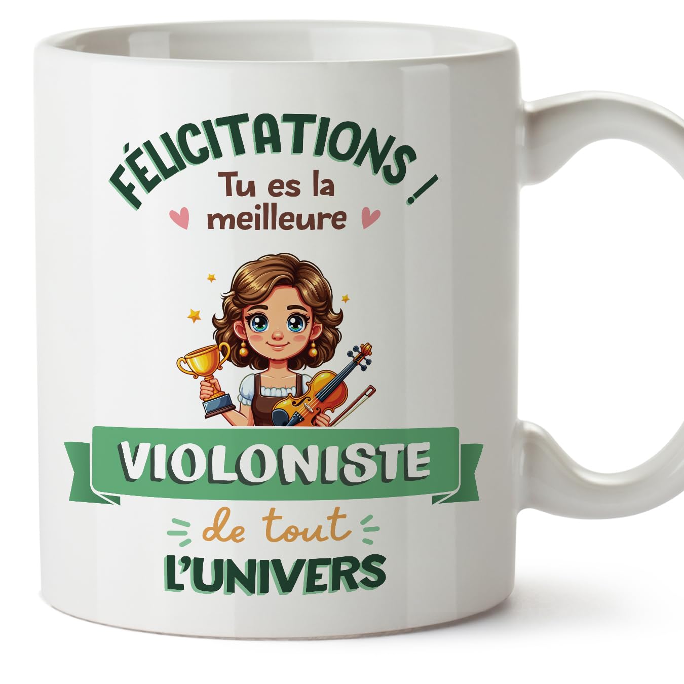 MUGFFINS Violinist Woman Mug - in French - Meilleur Univers Trophée - Funny Gift for Colleagues - Ceramic 11oz Mug — image 1