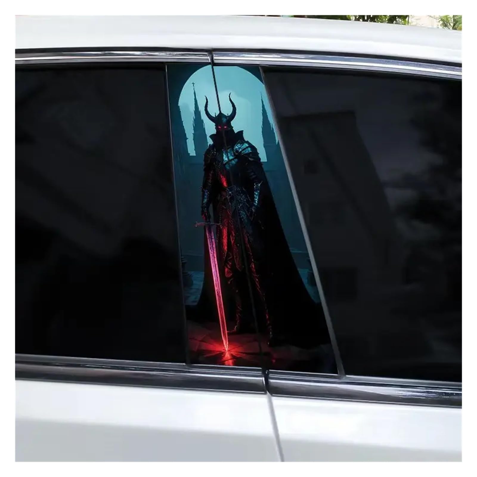 Car Side Decals 2pcs Horror Skull Car Stickers Center Column Decal DIY Decoration Door Pillar(Style I)