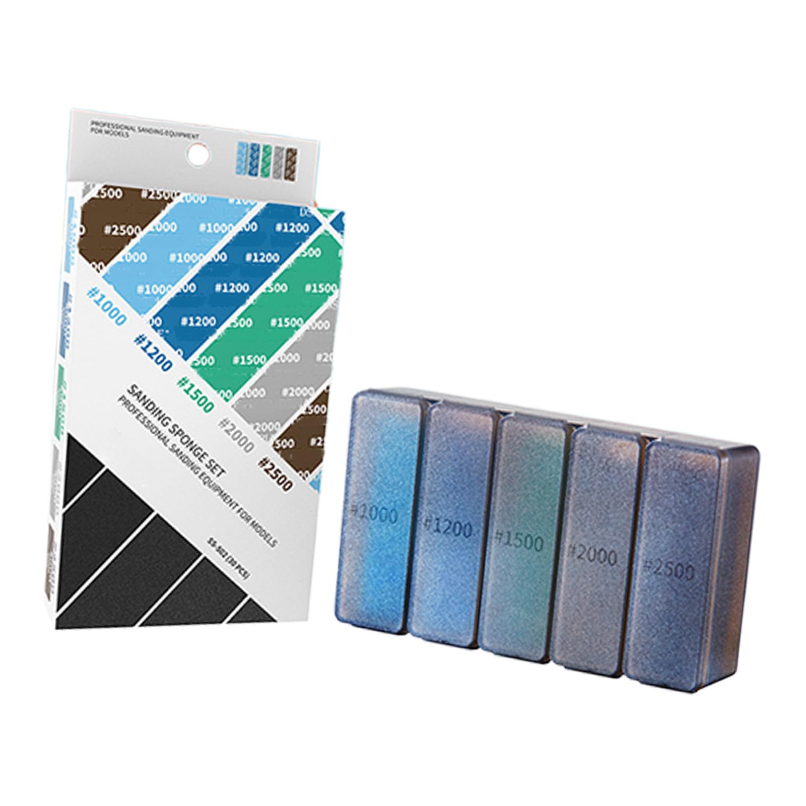 1Set Flexible Memory Sponge Sanding Sponge Sheets with 10 Grits from 180 to 2500 for Model Making and Front Polishing Model Making Sandpaper