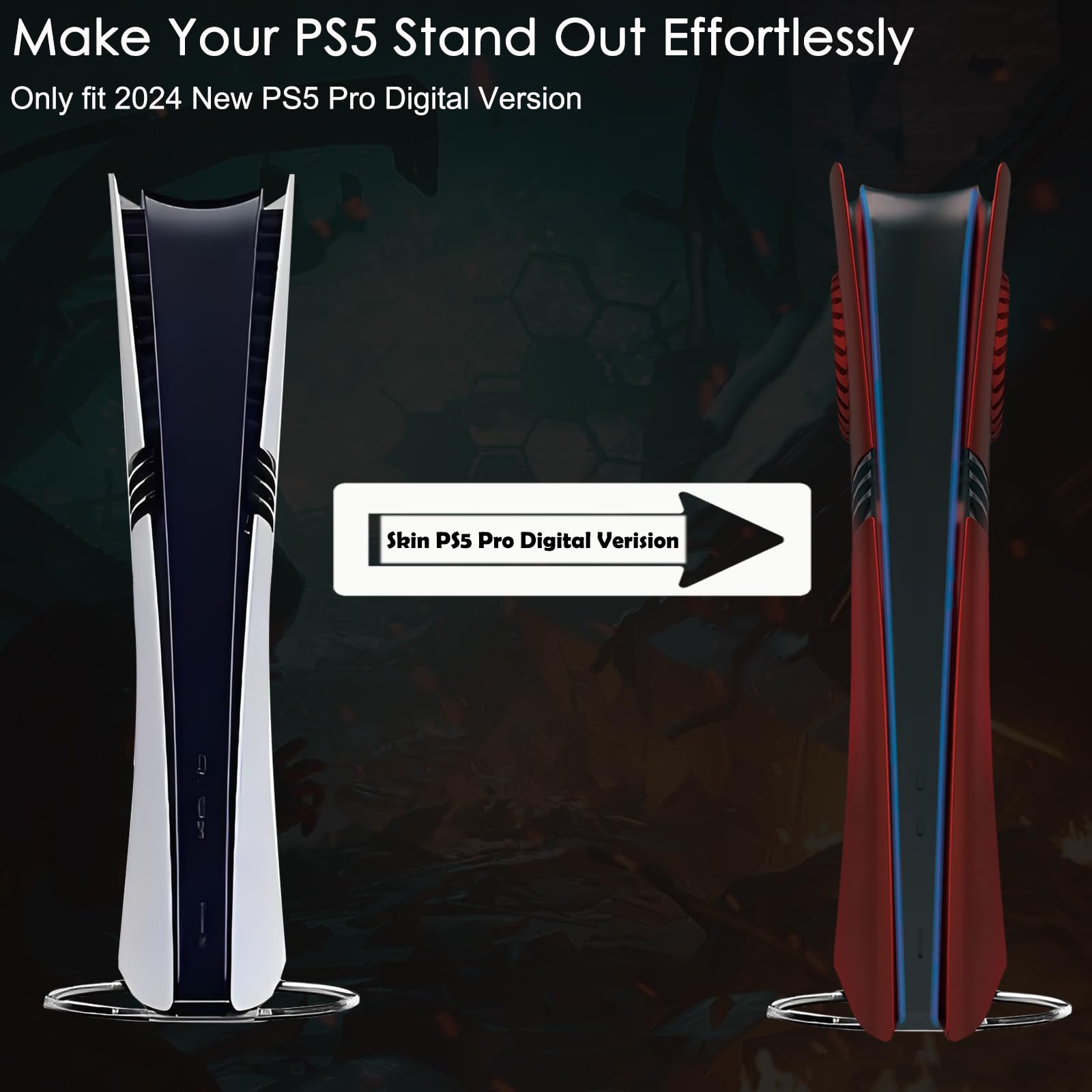 Façades antichocs pour PS5 Pro Digital Edition – Coques de Remplacement avec évents de Refroidissement, Panneaux clipsables Anti-poussière et Anti-Rayures pour Console PlayStation 5 Pro – (Rouge)