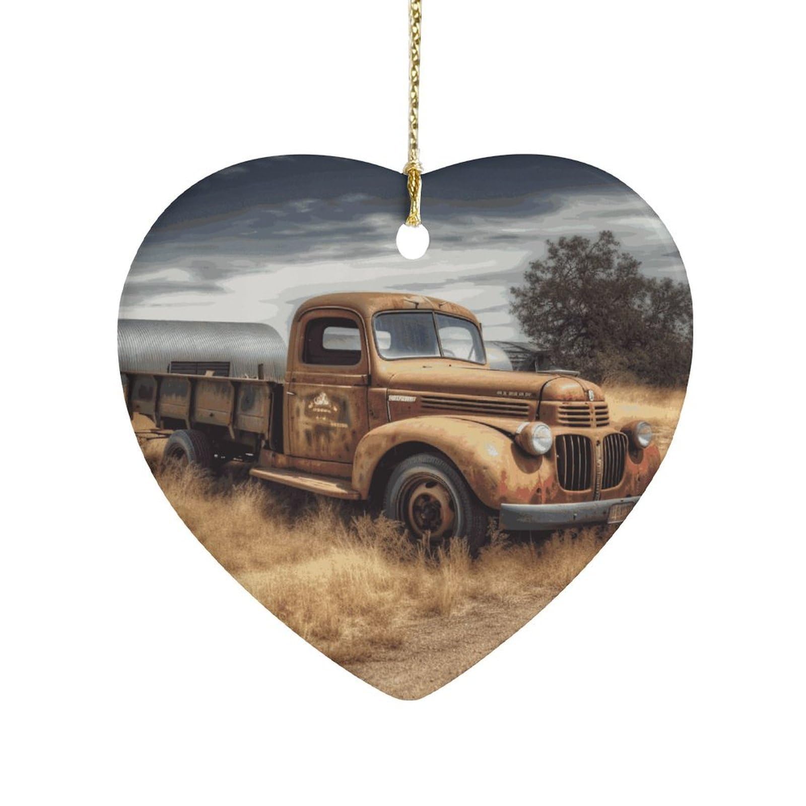 Fekiloot Style Old Truck Car Ceramic Ornament Home Decor Keepsake