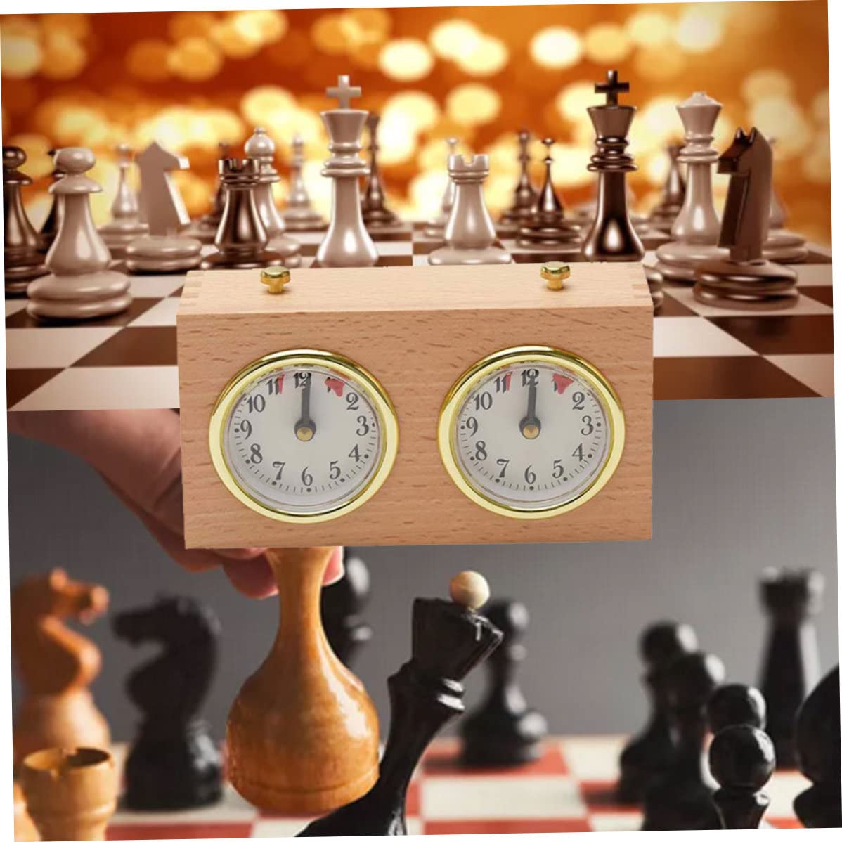Timer per scacchi, orologio analogico in legno, timer meccanico, conto alla rovescia per competizioni