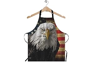 Stunning American Flag Apron Adorned with a Majestic Bald Eagle