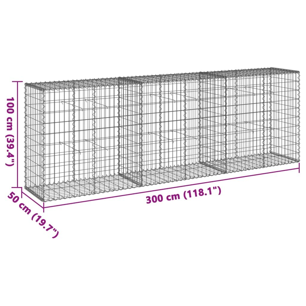 Festnight Gabione 300x50x100 cm Gabionenwand Gabionen Zaun Metall Steinkorb Wand Steingabionen Gabionenkorb Gabionengitter Drahtkorb Dekorative Zäune Gartendeko Verzinktes Eisen