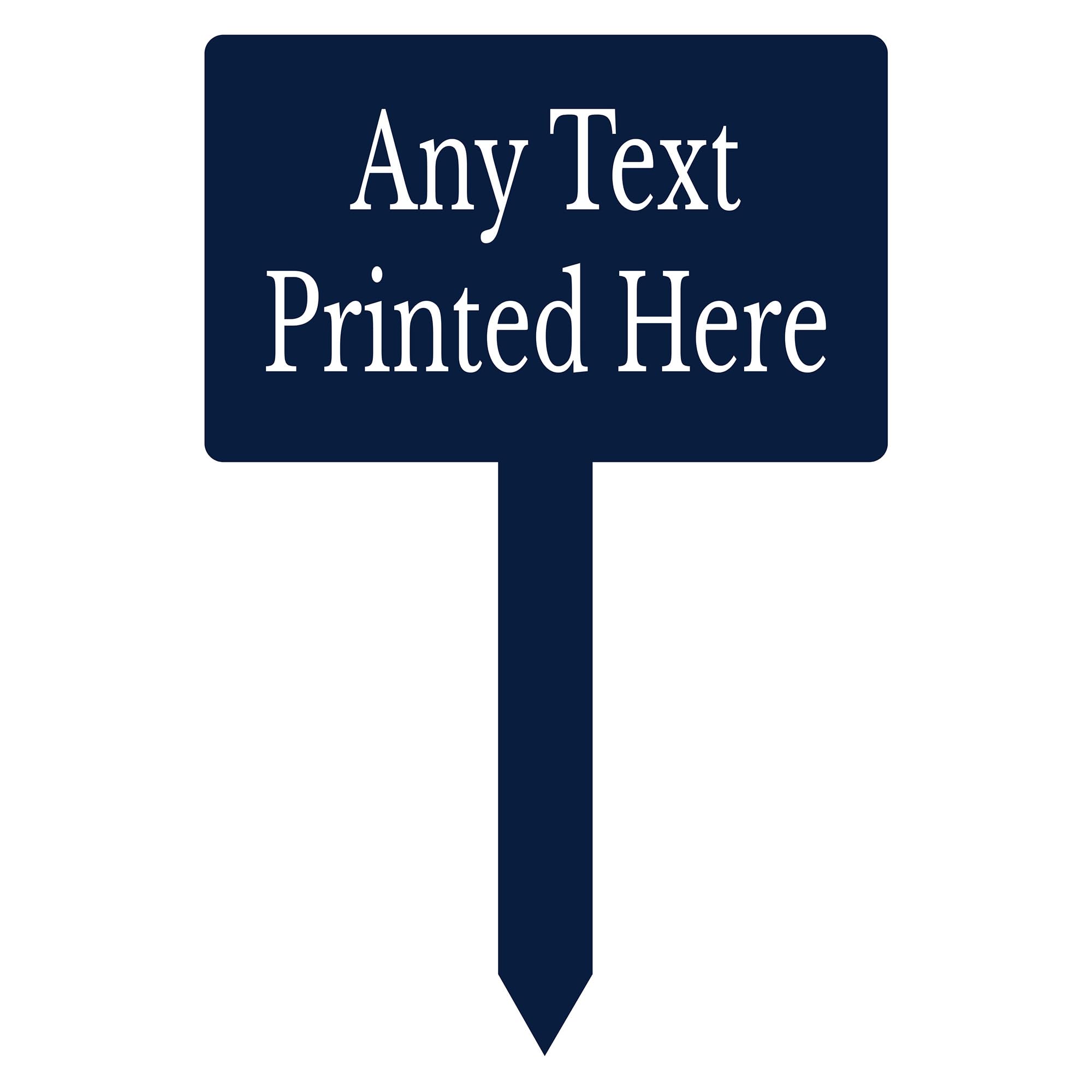 1stclassgifts Personalised Any Text Rectangle Garden Stake Spike Marker Tree Marker Garden Sign Selection Of Colours Available (UV PRINTED) (Navy)