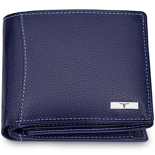 URBAN FOREST Oliver Blue Leather Wallet for Men, 6 Card Slot