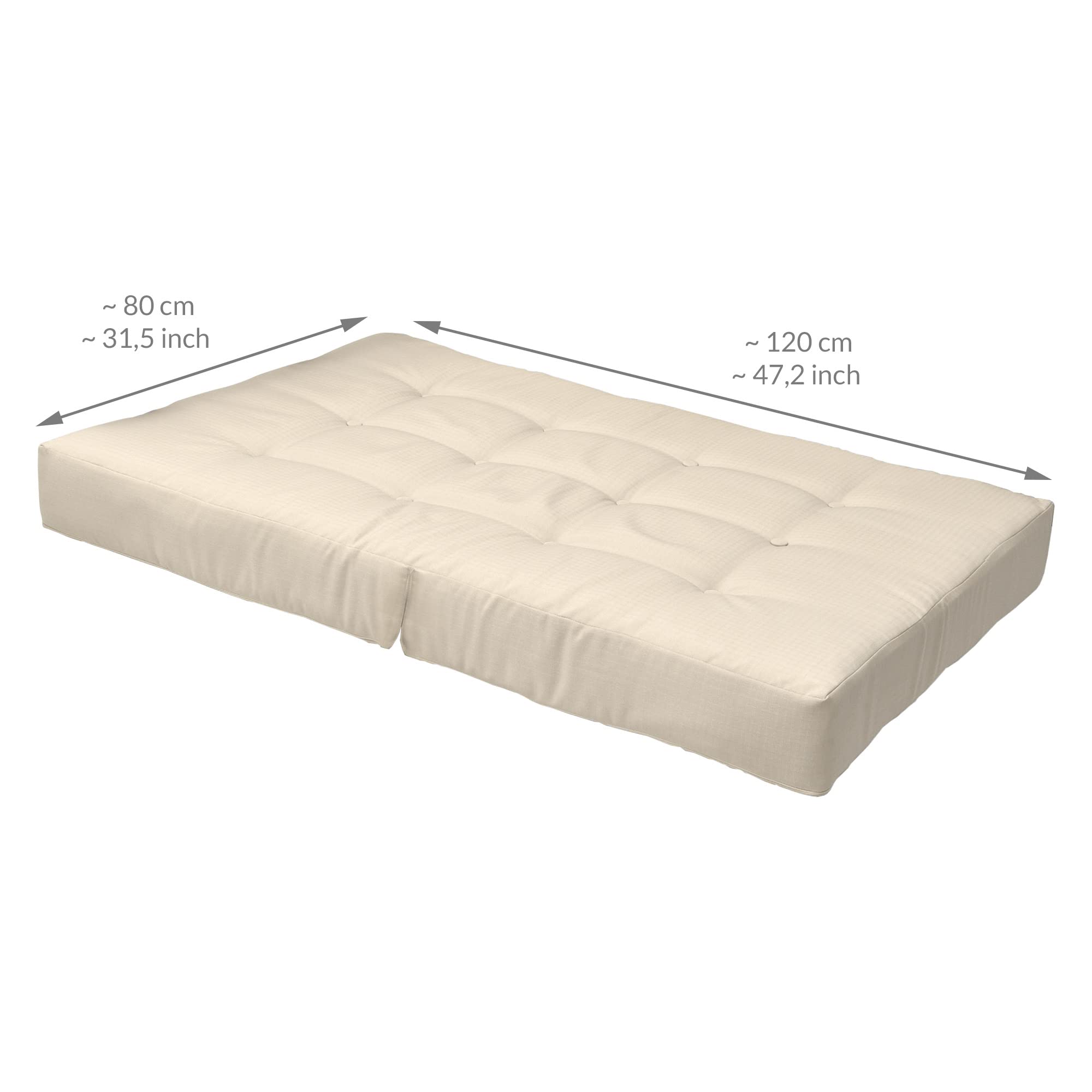 Beautissu Eco Elements Juego de Cojines para palés 1 cojín para Sentarse de 120 x 80 cm y 1 cojín para el Respaldo de 120 x 40 cm para Interior y Exterior, para Muebles de salón y de Exterior Natural