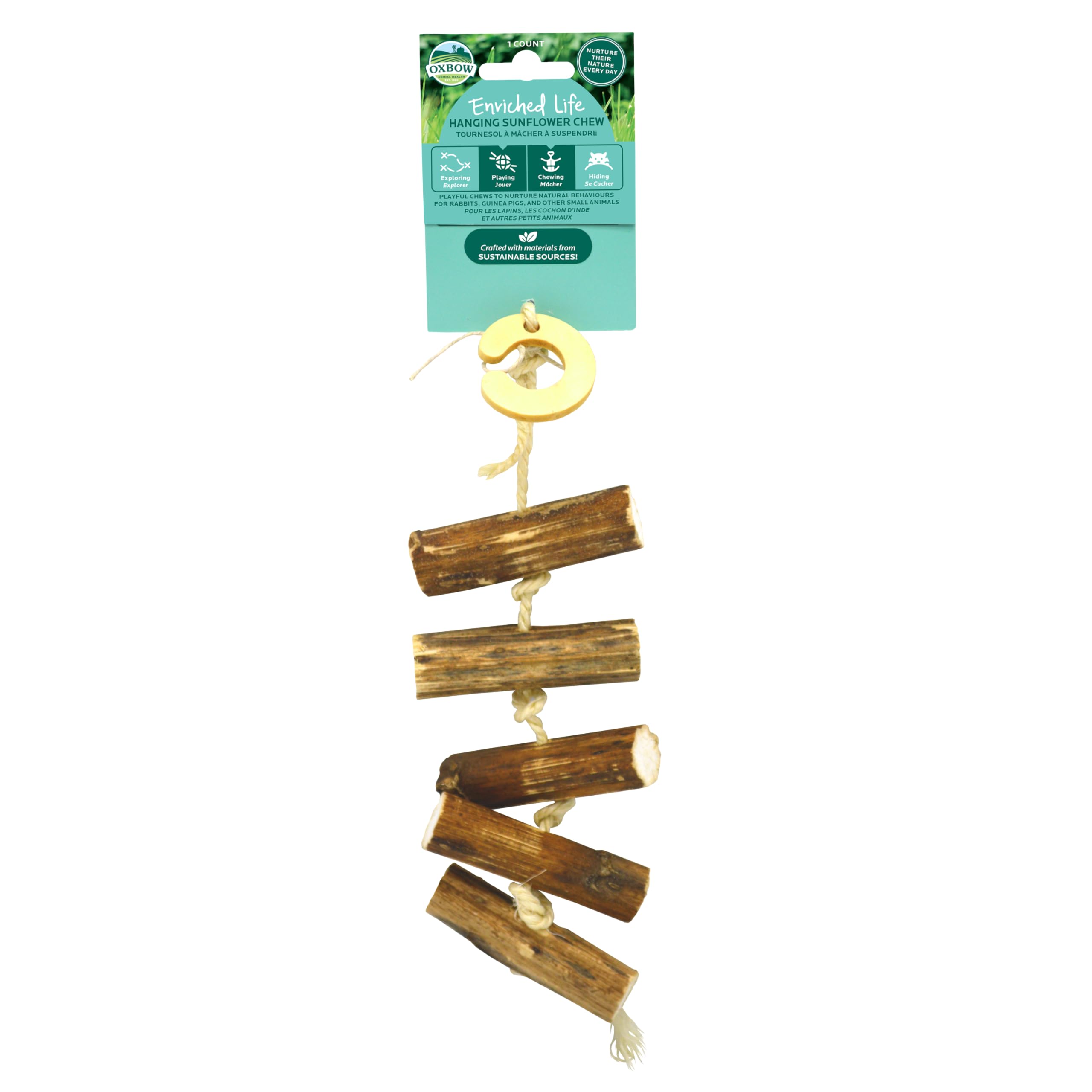 Oxbow Enriched Life Hanging Sunflower Chew - Rabbit Toys, Guinea Pig Toys, Hamster, Rabbit, Chinchilla, Rat, Chinchilla Cage Accessories, Guinea Pig Accessories for Cage