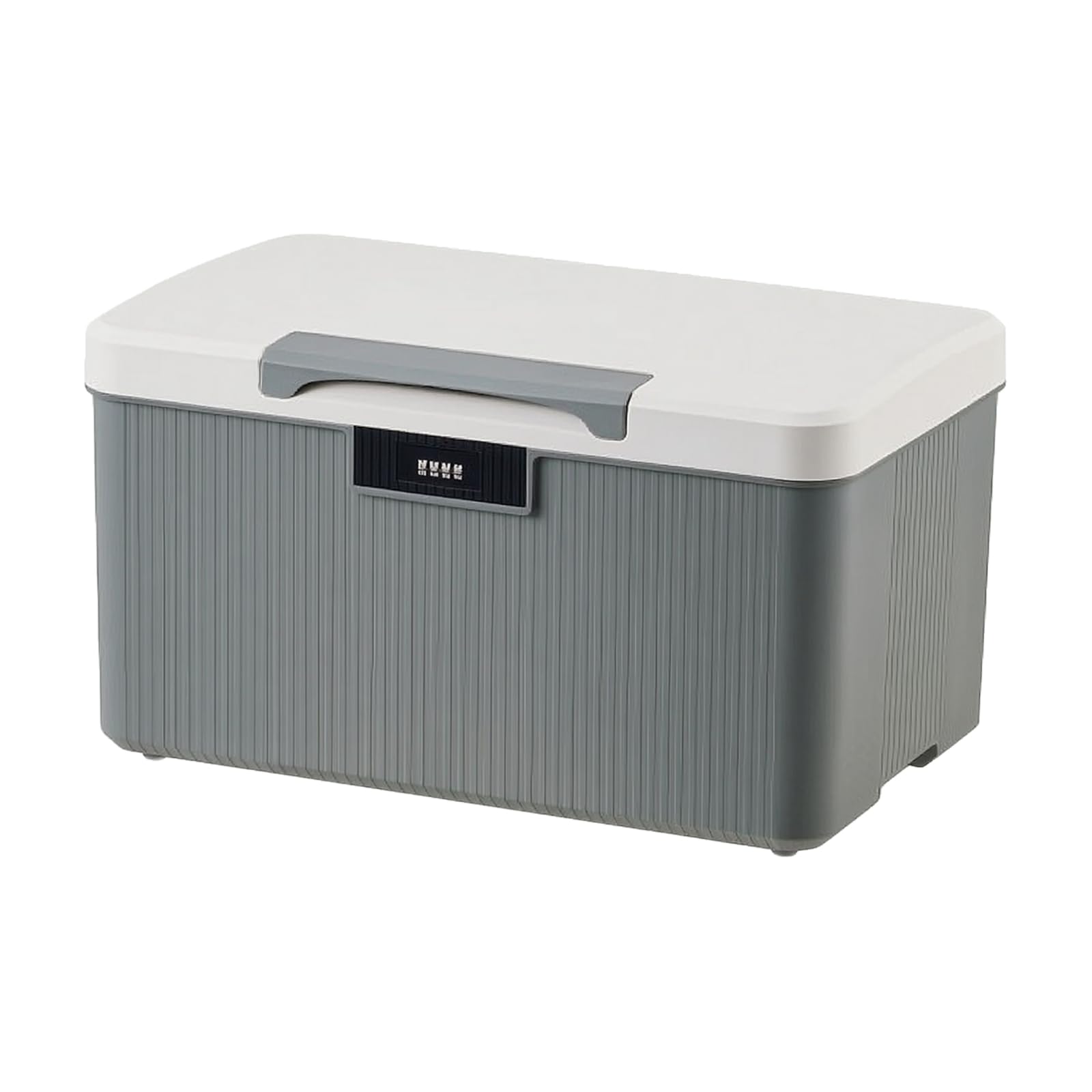 Scatola Portaoggetti con Serratura a Combinazione Robusto Contenitore Rigido in con Coperchio Lavabile per Mensola, Grigio Smalto, Divisorio 38L