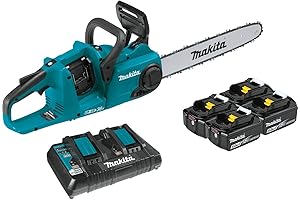 Makita XCU04PT1 36V (18V X2) LXT Brushless 16" Chain Saw Kit with 4 Batteries (5.0Ah)