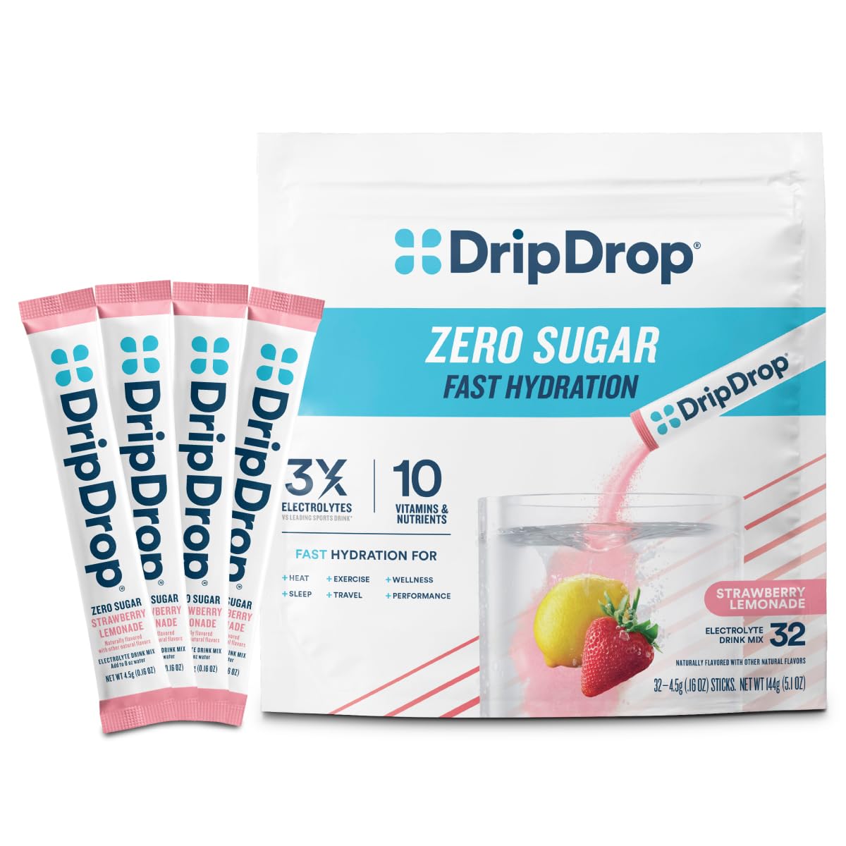 DripDrop Hydration Sugar Free Electrolyte Packets, Lemon Lime, 32 Count — Amazon image 9