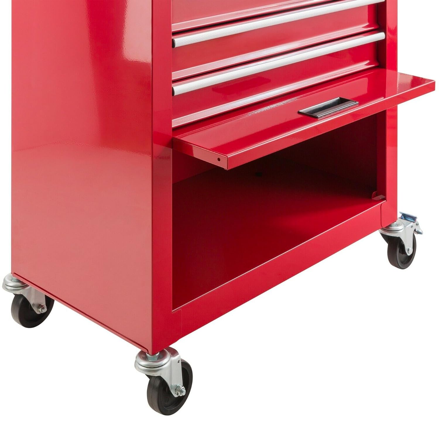Avilia Carrello Porta Attrezzi Completo con Ruote per Officina - Acciaio Rosso Scomponibile, 5 Cassetti e Scomparti Chiudibili, 61.6x33x108.7 cm, Ideale per Meccanico, con Ruote