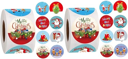 EXCEART 2 Rolls Christmas Stickers Holiday Baking Label Christmas Seal Christmas Sticker Label Christmas Bottle Stickers Decorative Xmas Christmas
