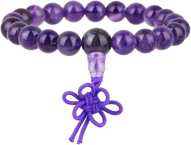 mookaitedecor Semi Precious Gemstone Stretch Bracelet,Healing Crystal Chakra Stone Beads Bracelet with Chinese Knot