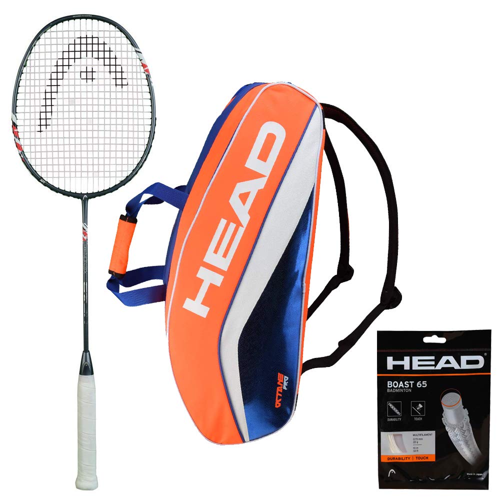HEAD Xenon PRO Badminton Racket with KITBAG Octane PRO and Boast 65 Badminton String Orange-image-24
