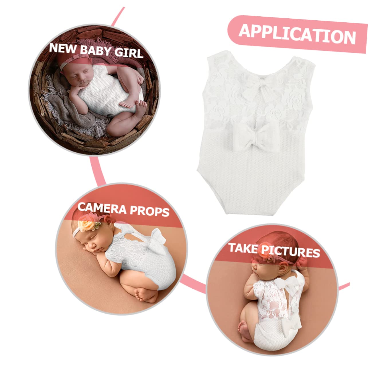 TOYANDONA 5piezas Ropa De Fotografía para Bebés Recién Nacidos Mono De Encaje Sin Mangas Lazo Accesorios para Sesiones De Fotos De Niñas Diseño Delicado y Confortable para Shower