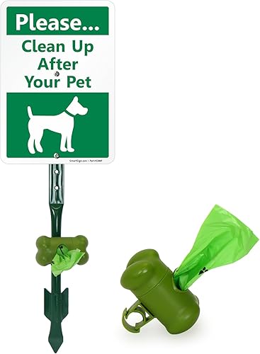 Miniatura 10 de SmartSign - Letrero para patio con texto en inglés "Please Clean Up After Your Pet Yard", aluminio laminado inoxidable de 40 mil, kit de letrero y