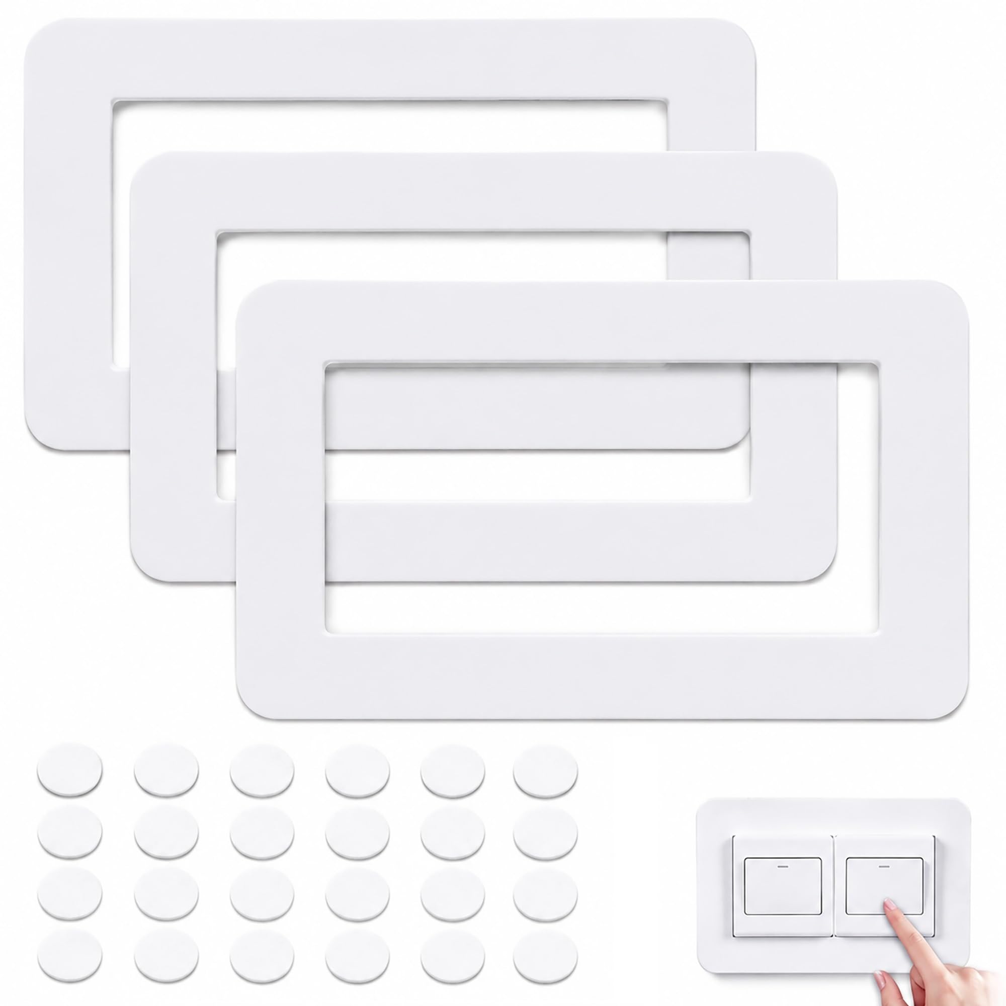 3 PCS Double Plug Socket Surround, White PVC Frames for UK Sockets