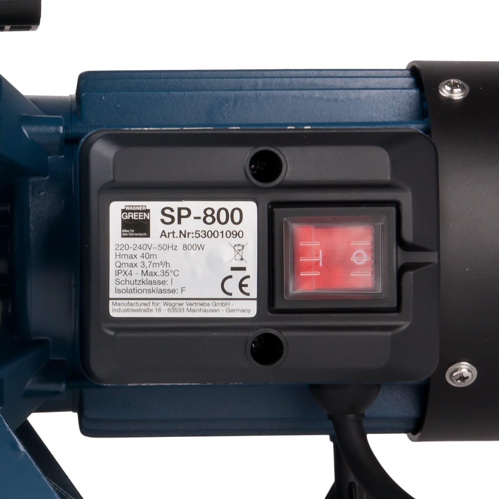 Wagner GREEN SP-800 Gartenpumpe 800W 3700 l/h Edelstahl Spülpumpe für Trommelfilter Teichpumpe selbstansaugend 1 Zoll