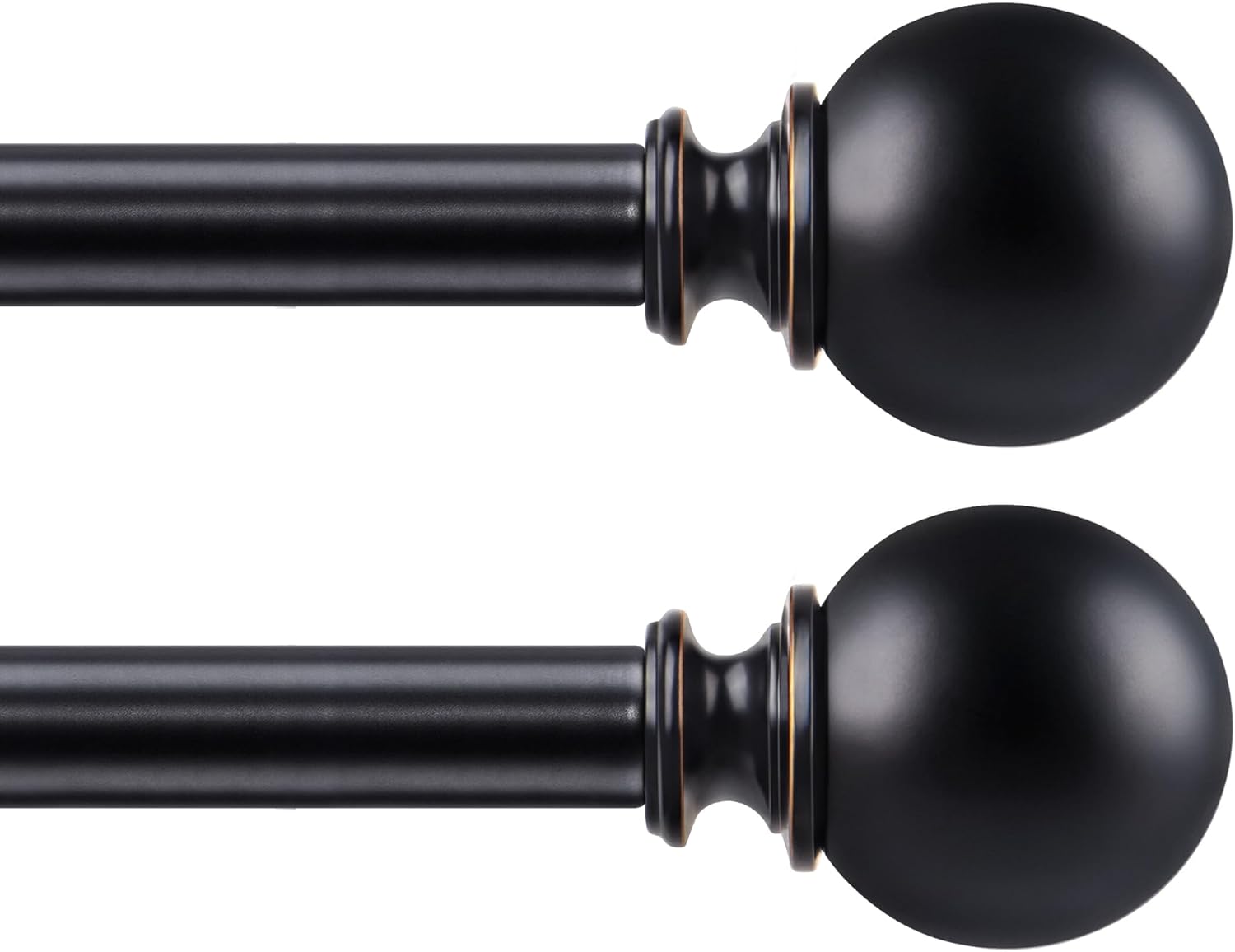 KAMANINA 2 Pack Curtain Rods for Windows 48 to 84 Inch (4-7ft), 7/8 Inch Single Heavy Duty Window Curtain Rod Adjustable Decorative Drapery Rods with Round End, Black Black 48-84"(2 Pack)