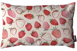 EKOBLA Strawberry Watercolor Pillow Covers Strawberry Watercolor Summer Fruit Fresh Hand Drawn Abstract Art