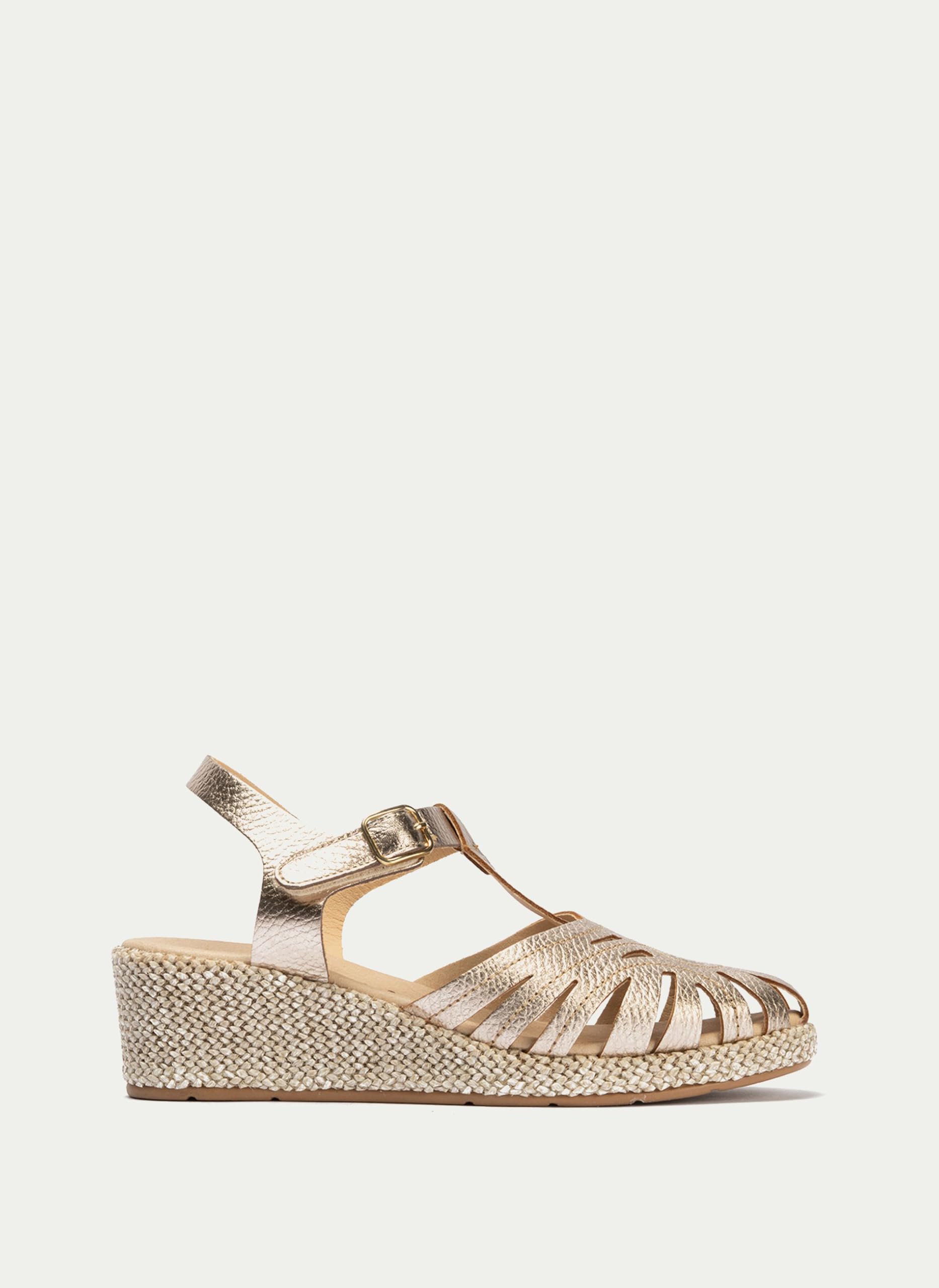 PITILLOS - Sandalias de pala,piel,cuña,plataforma imitación a esparto,alpargata,suela de goma,romana para: Mujer