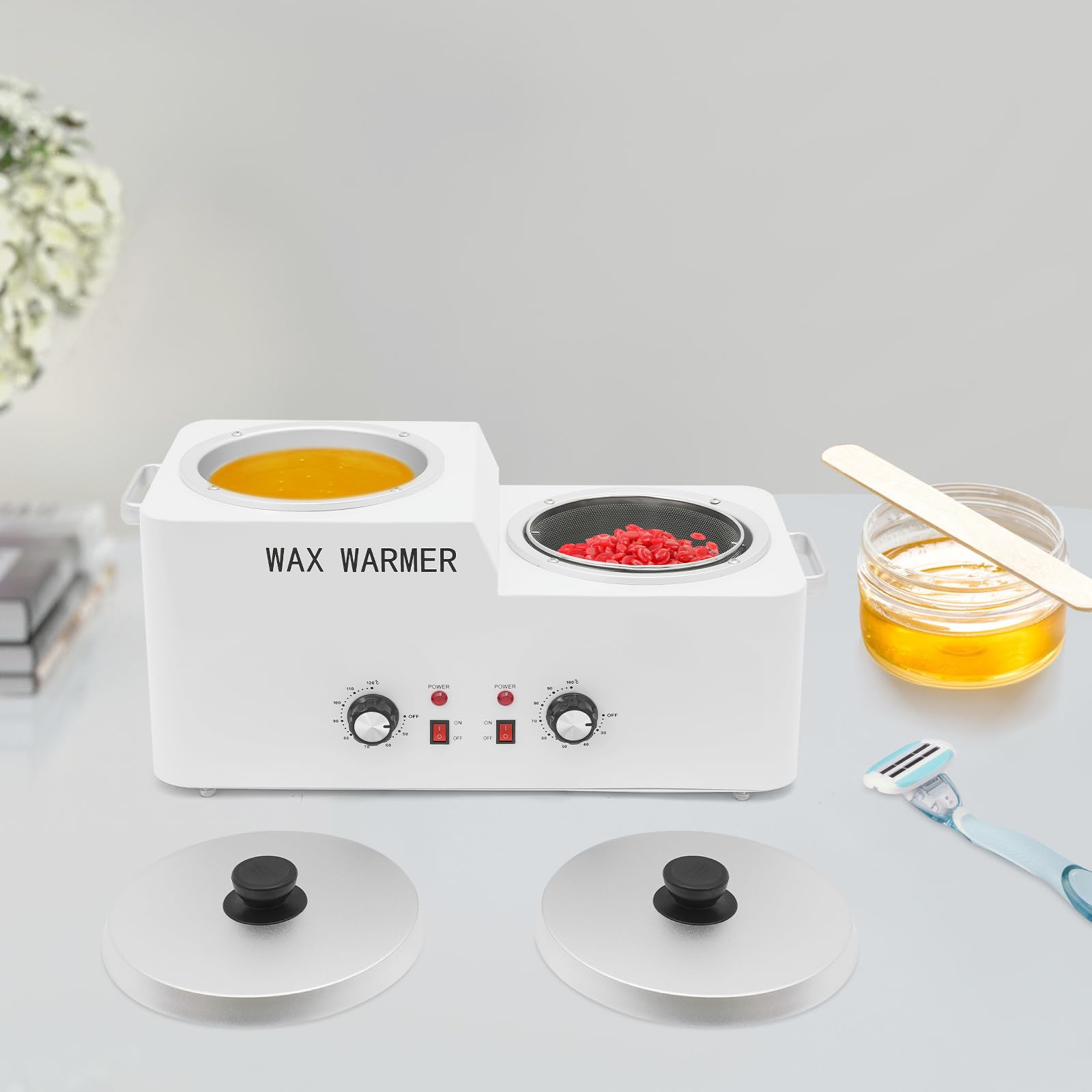 Garnek do topienia wosku, 600 W, urządzenie do topienia wosku, wysoka pojemność, urządzenie do wytapiania wosku, podwójny garnek do podgrzewania wosku, maszyna do usuwania włosów z twarzy, dłoni, stóp