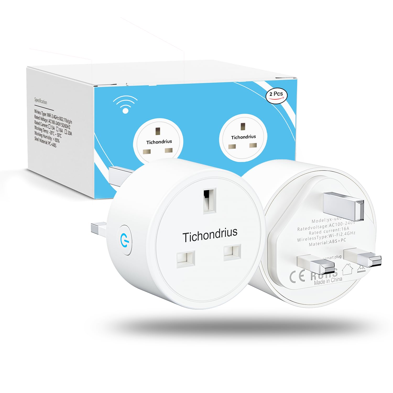 WiFi Smart Plug,16A Smart Outlet Plug Socket Compatible with Alexa, Mini Socket with Remote Control & Voice Control with Electricity Statistics Timer Function, No Hub Required (2 PACK)