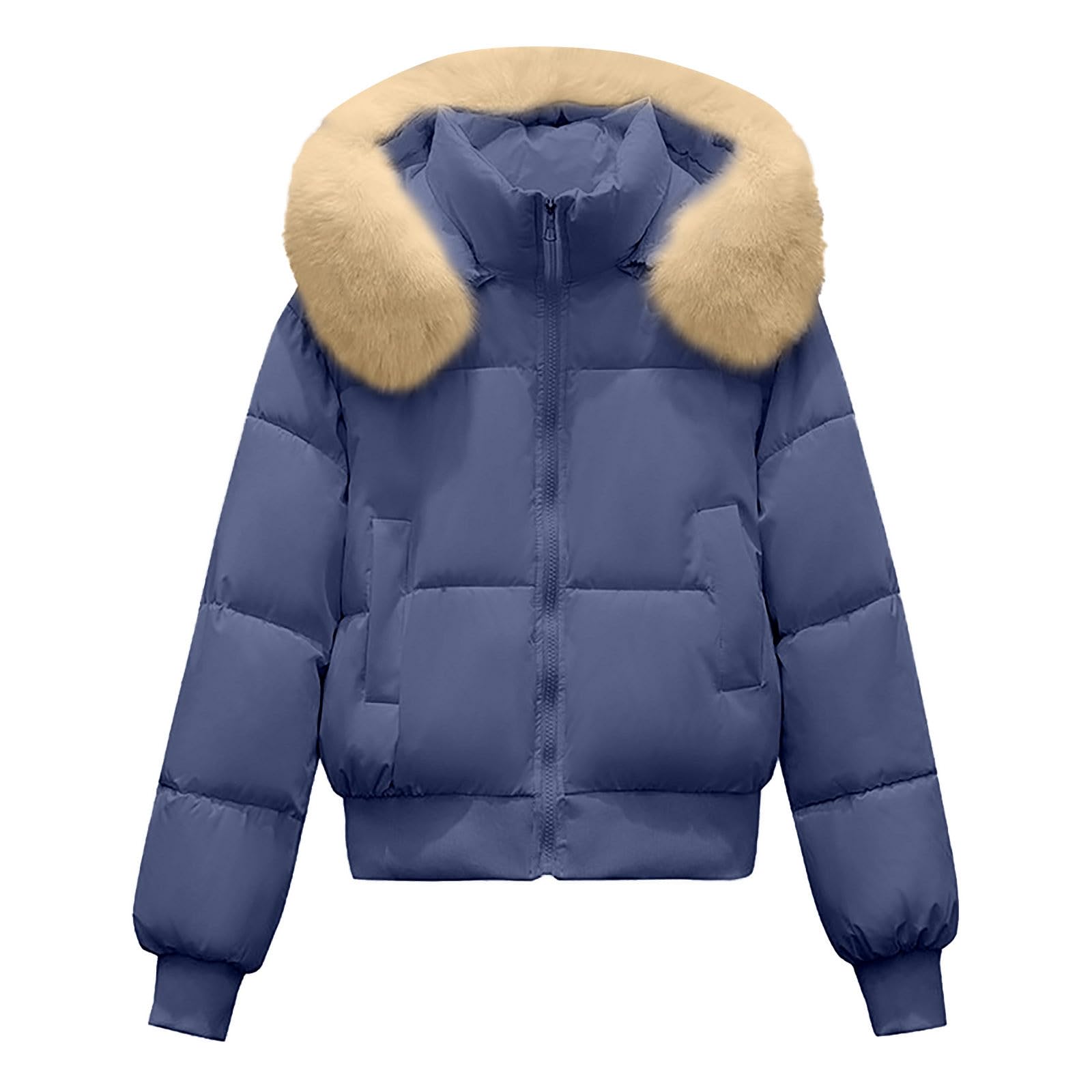 Genérico Chaqueta cálida para mujer,Termica Parka Jacket Ligera Moda Plumiferos con cremallera completa ropa exterior básica monocolor de entretiempo otoño e invierno
