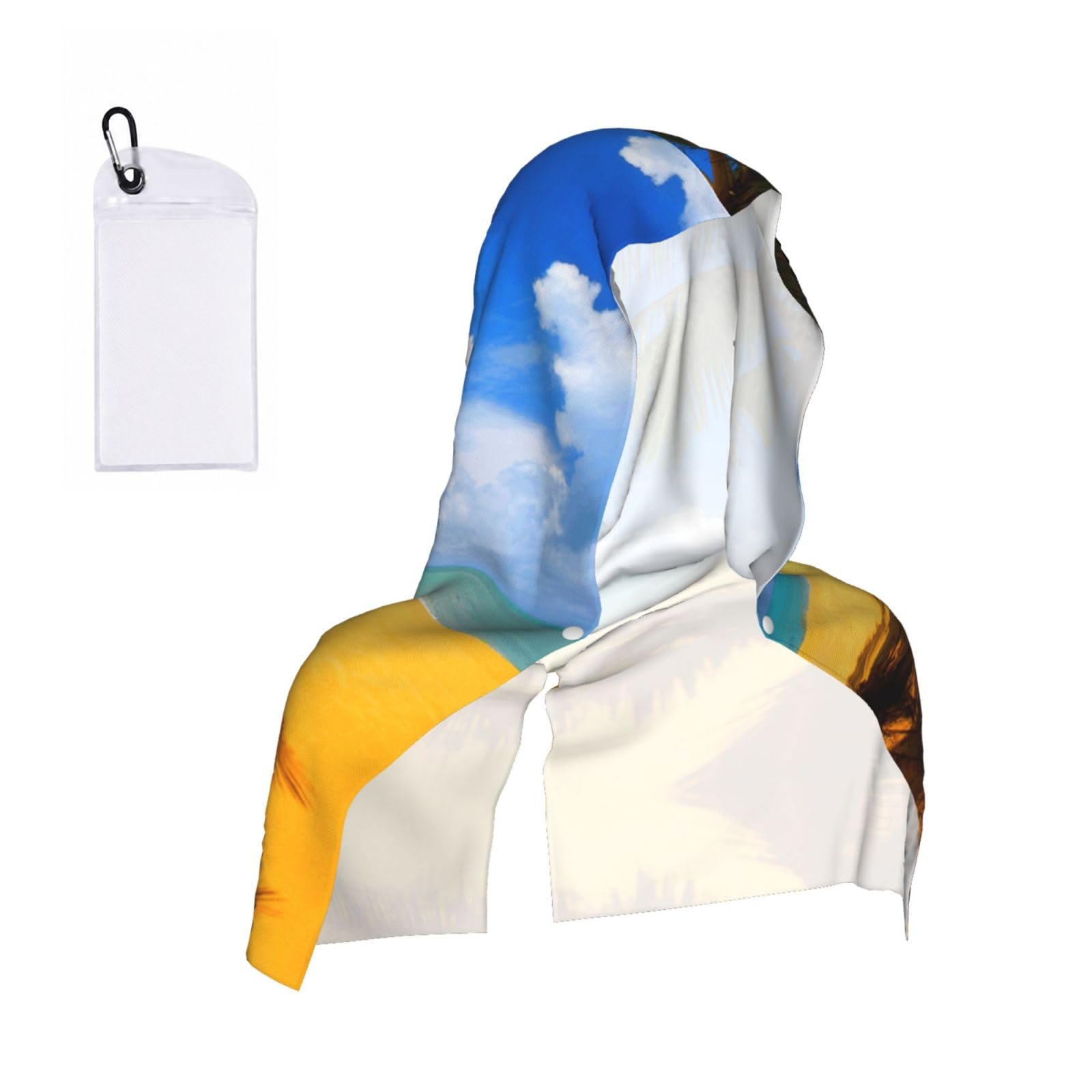 WXWJSHMGC Sunset Palm Print Cooling Hoodie Towel, Cooling Towels For Neck And Face Sun Protection Instant Cool Hoodie(Sport/Camping/Work Out/Hot Weather)